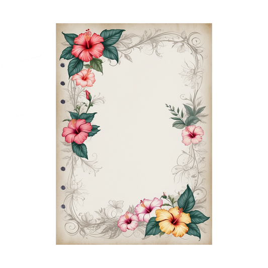 DIN A5 Ringbucheinlagen 6-fach Lochung mit Motiv | Bild Hibiskus 34