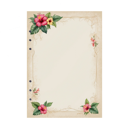 DIN A5 Ringbucheinlagen 6-fach Lochung mit Motiv | Bild Hibiskus 4