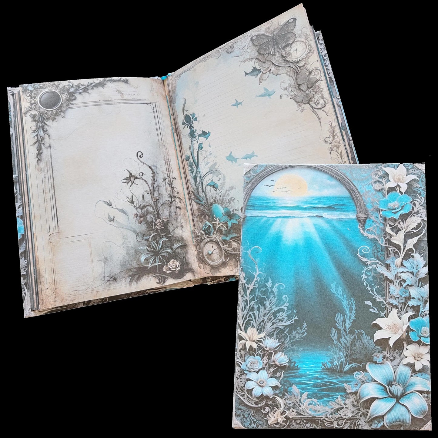 Illustriertes Notizbuch | Motiv Dark Ocean | DIN A5 Hardcover | 160 Seiten