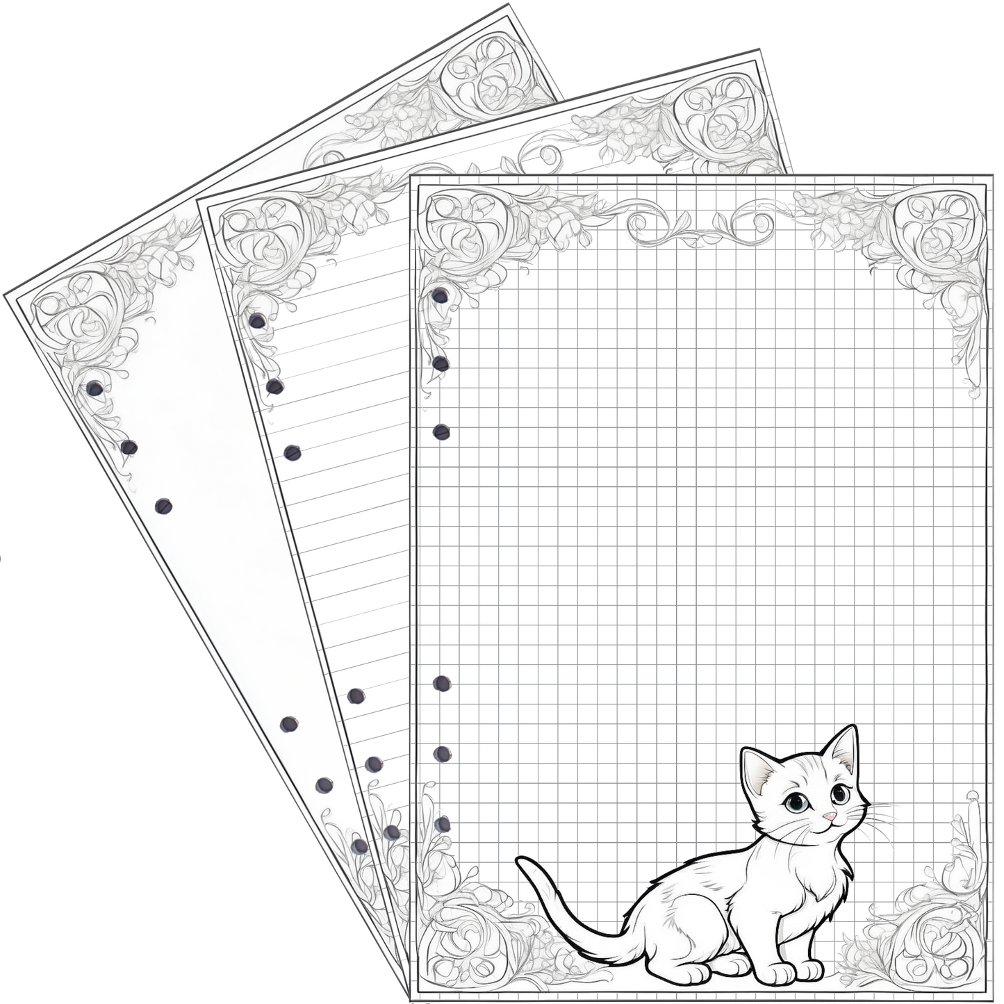 DIN A5 Ringbucheinlagen 6-fach Lochung mit Motiv | Bild Katze 2
