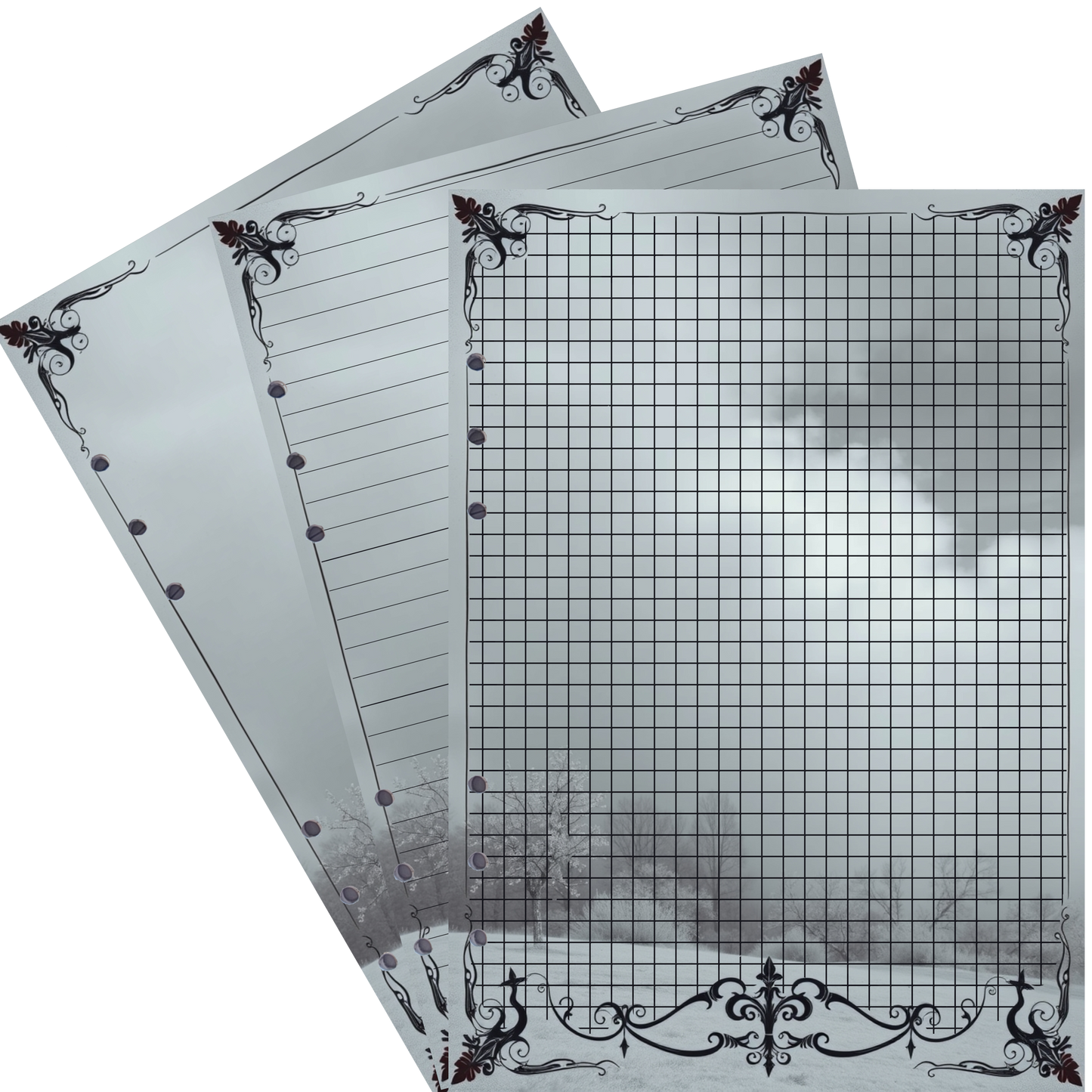 DIN A5 Ringbucheinlagen 6-fach Lochung mit Motiv | Bild Mystic Fog 90