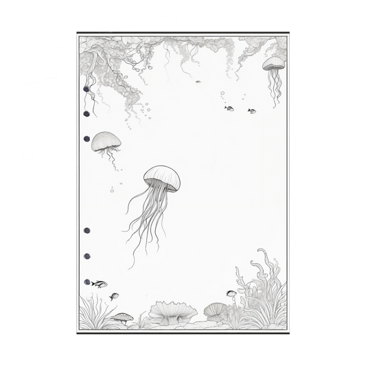 DIN A5 Ringbucheinlagen 6-fach Lochung mit Motiv | Bild Qualle 3
