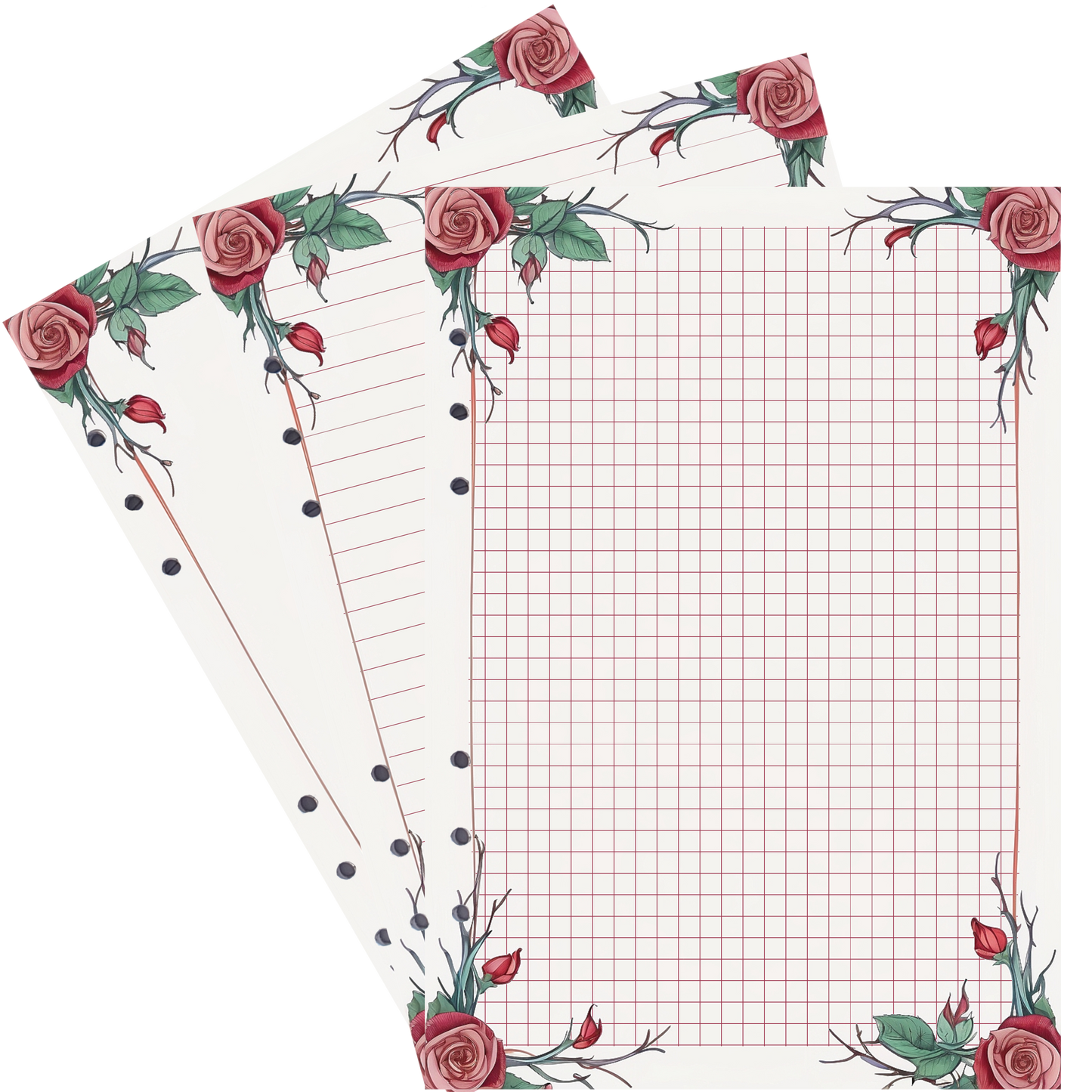 DIN A5 Ringbucheinlagen 6-fach Lochung mit Motiv | Bild Rose 10