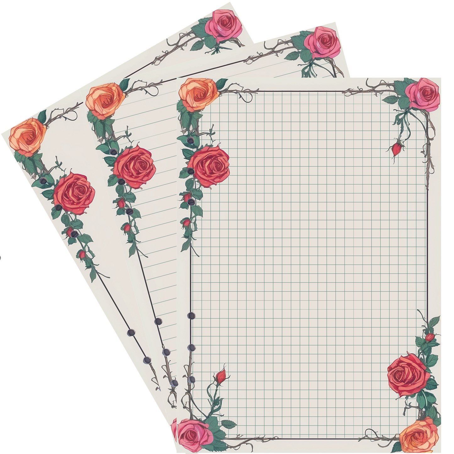 DIN A5 Ringbucheinlagen 6-fach Lochung mit Motiv | Bild Rose 21