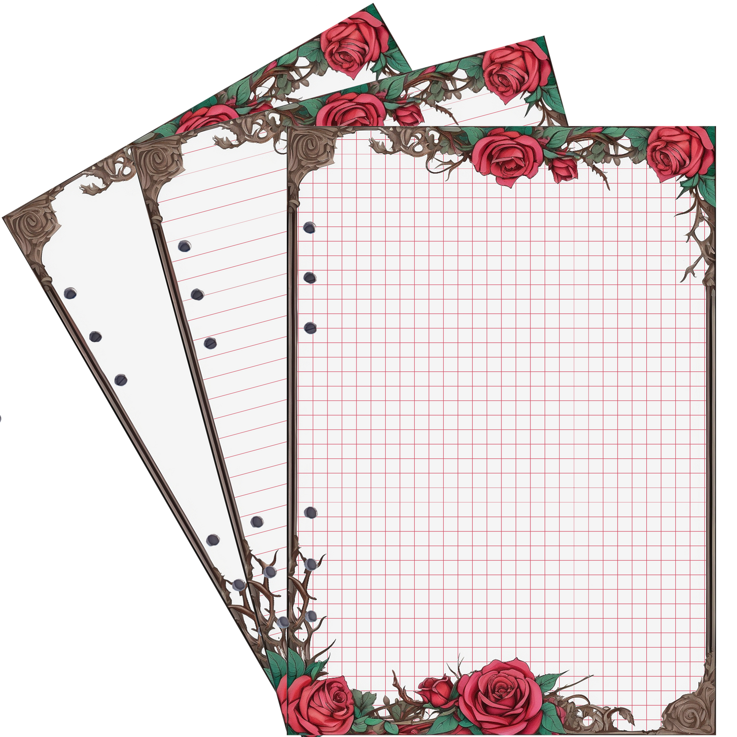 DIN A5 Ringbucheinlagen 6-fach Lochung mit Motiv | Bild Rose 23