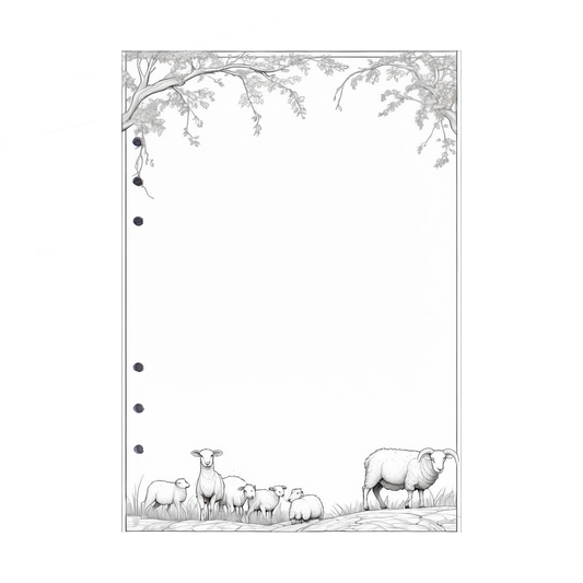 DIN A5 Ringbucheinlagen 6-fach Lochung mit Motiv | Bild Schaf 1