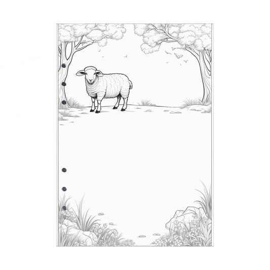 DIN A5 Ringbucheinlagen 6-fach Lochung mit Motiv | Bild Schaf 3