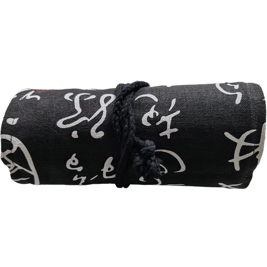 Federmäppchen | Kaligraphie-Design | Canvas | 48 Stiftplätze | Einrollbar
