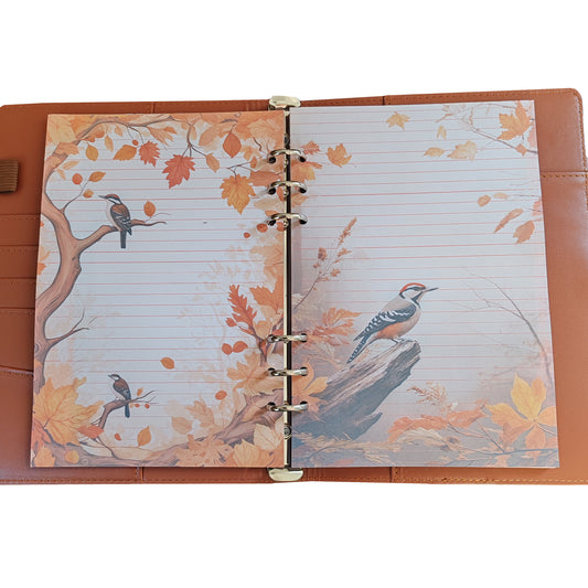 Autumn Breeze Ringbucheinlagen | Motiv-Inlays Specht | 50 Seiten | DIN A5/A6