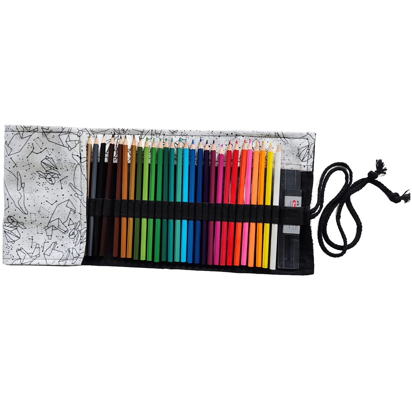 Federmäppchen | Sternbilder-Design | Canvas | 48 Stiftplätze | Einrollbar