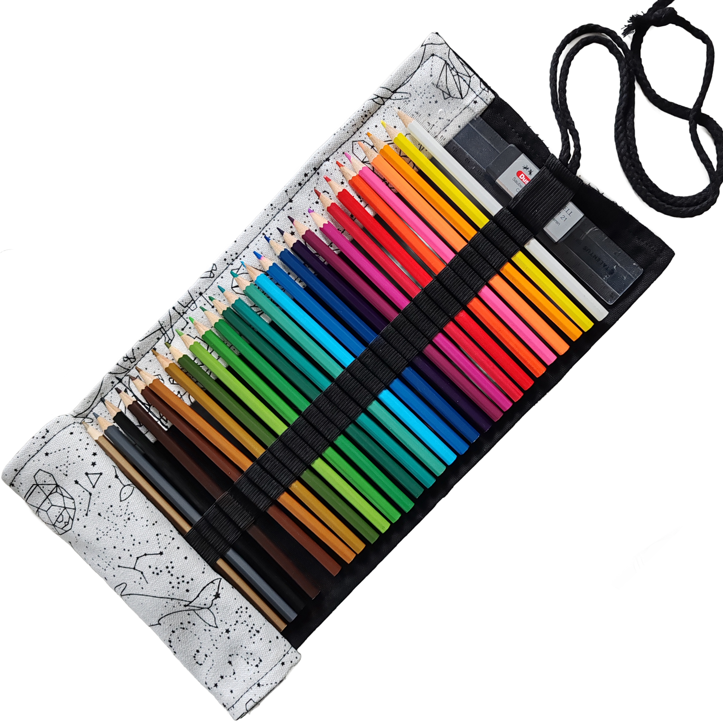 Federmäppchen | Sternbilder-Design | Canvas | 48 Stiftplätze | Einrollbar