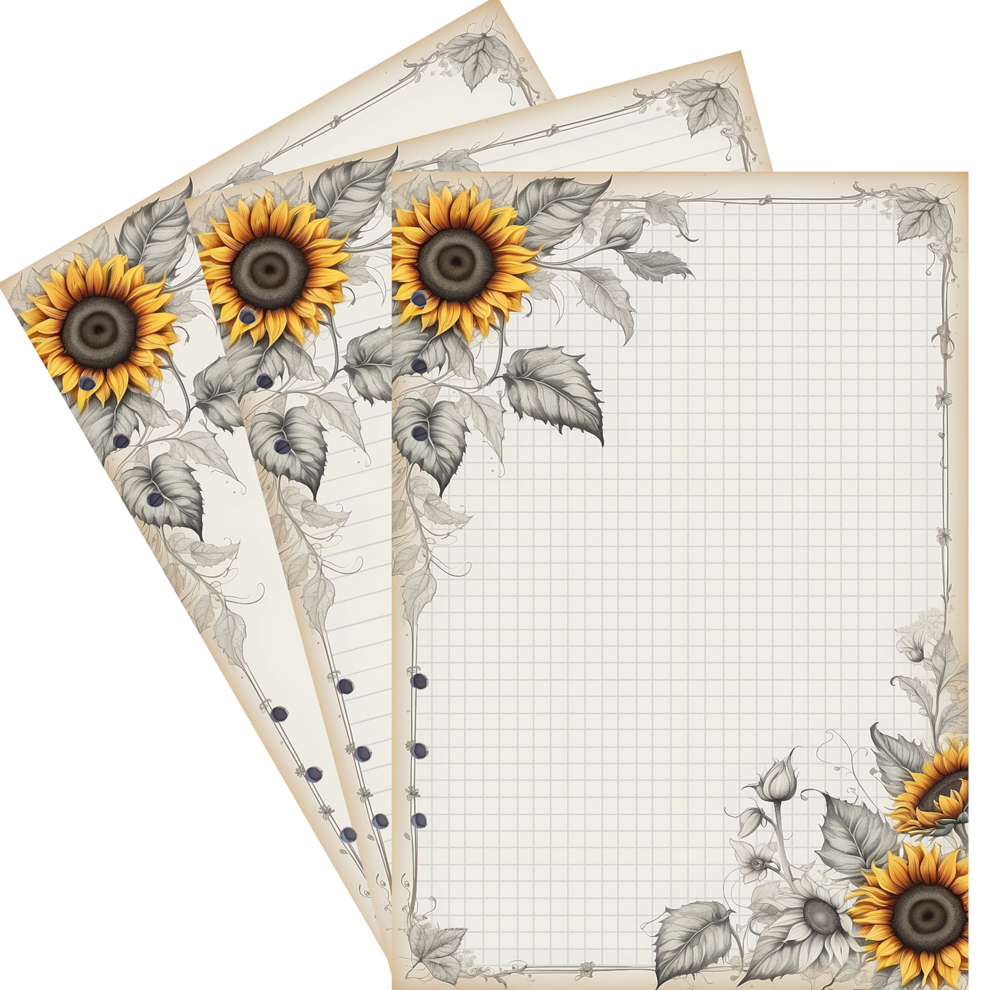 DIN A5 Ringbucheinlagen 6-fach Lochung mit Motiv | Bild Sunflower 2
