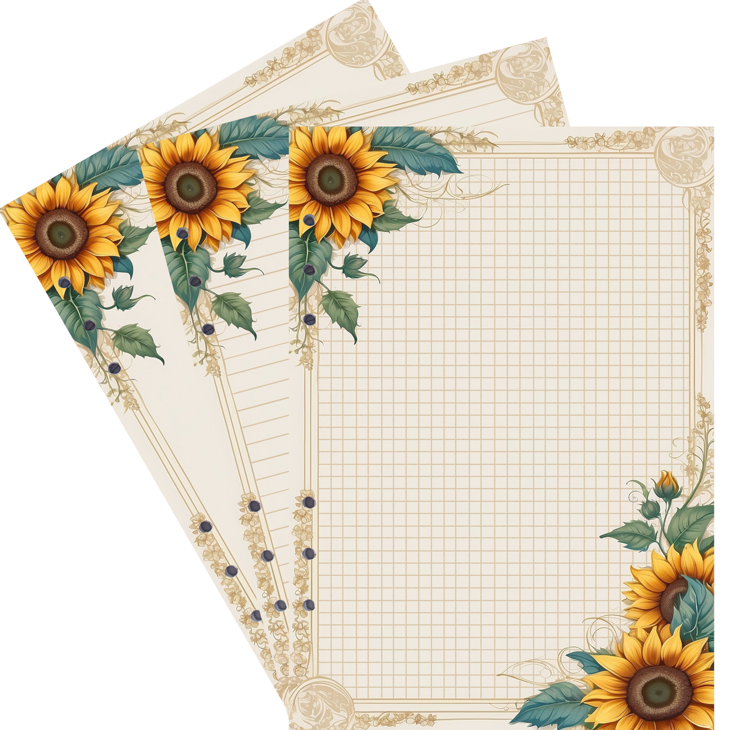 DIN A5 Ringbucheinlagen 6-fach Lochung mit Motiv | Bild Sunflower 27
