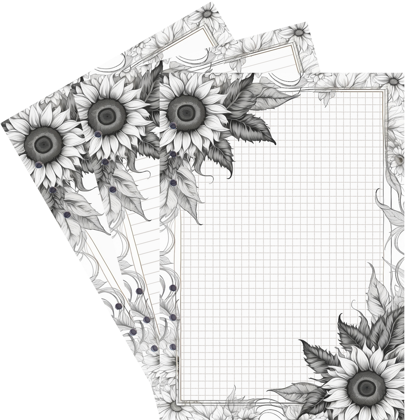 DIN A5 Ringbucheinlagen 6-fach Lochung mit Motiv | Bild Sunflower 38