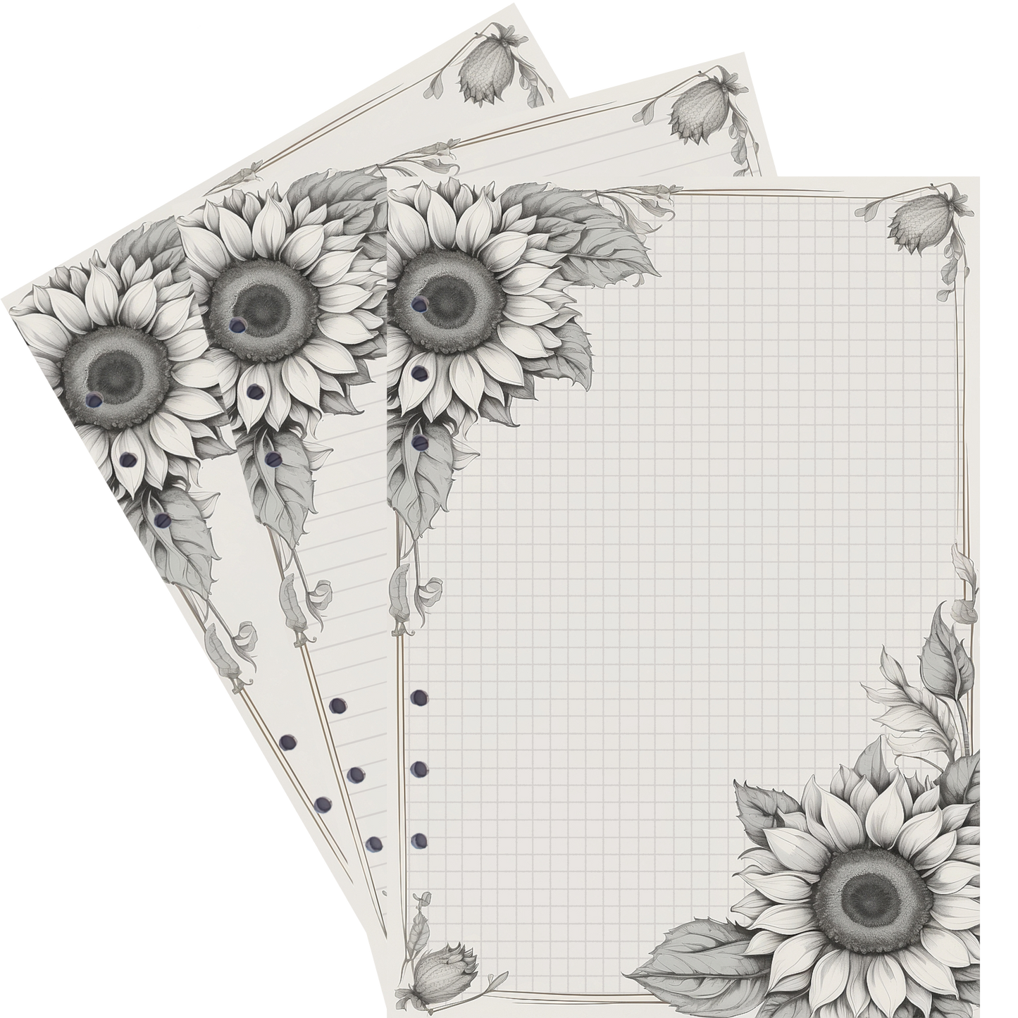DIN A5 Ringbucheinlagen 6-fach Lochung mit Motiv | Bild Sunflower 41