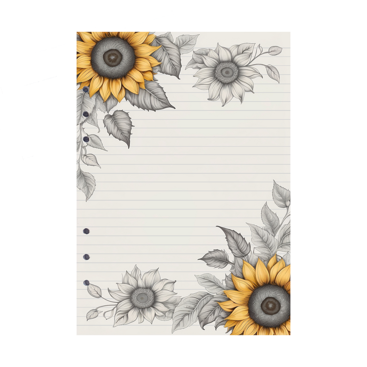 DIN A5 Ringbucheinlagen 6-fach Lochung mit Motiv | Bild Sunflower 5