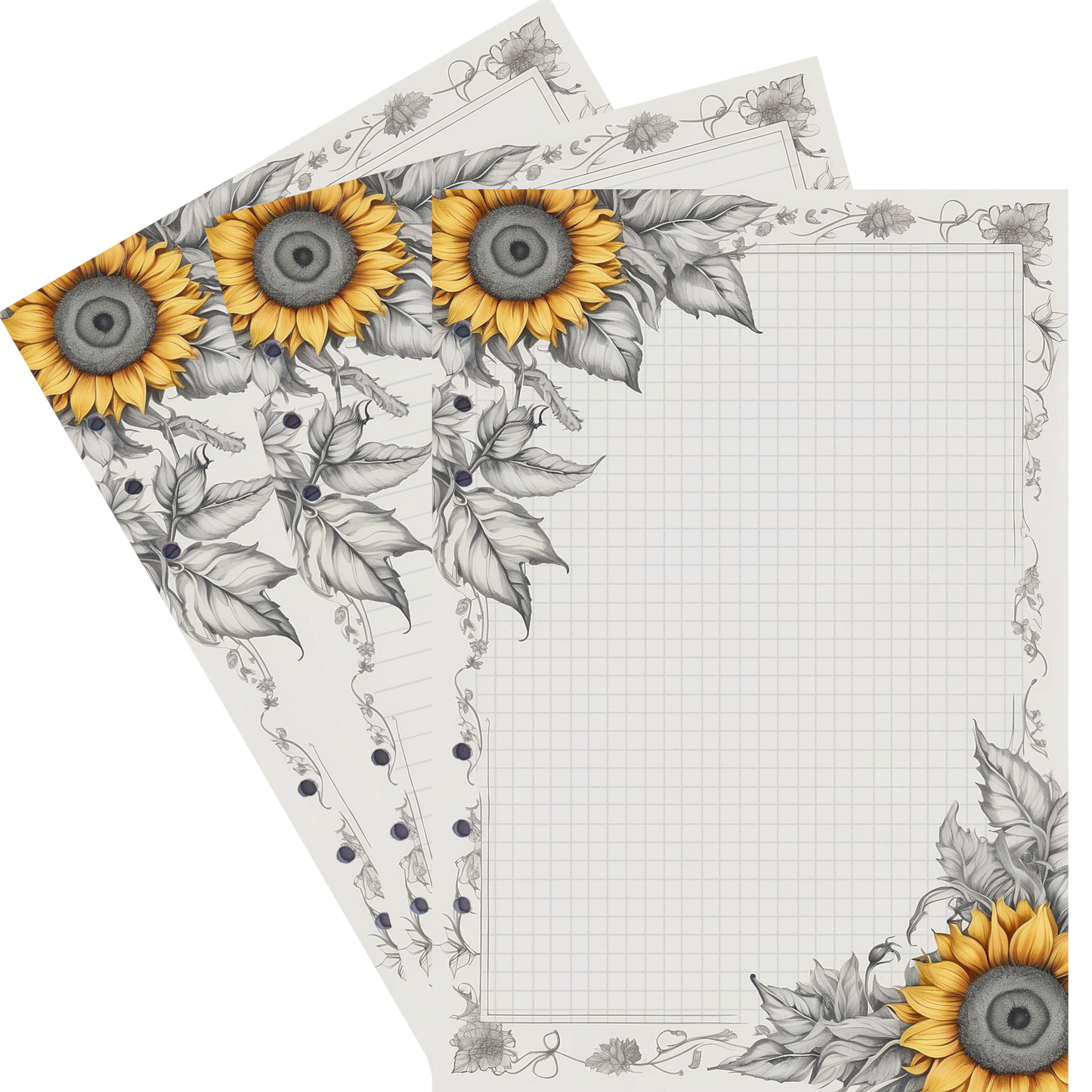 DIN A5 Ringbucheinlagen 6-fach Lochung mit Motiv | Bild Sunflower 50