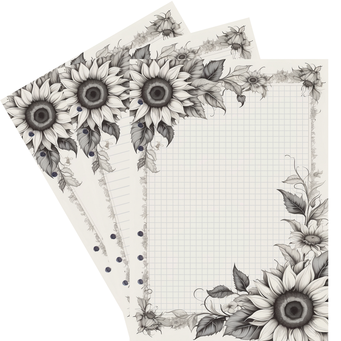DIN A5 Ringbucheinlagen 6-fach Lochung mit Motiv | Bild Sunflower 9