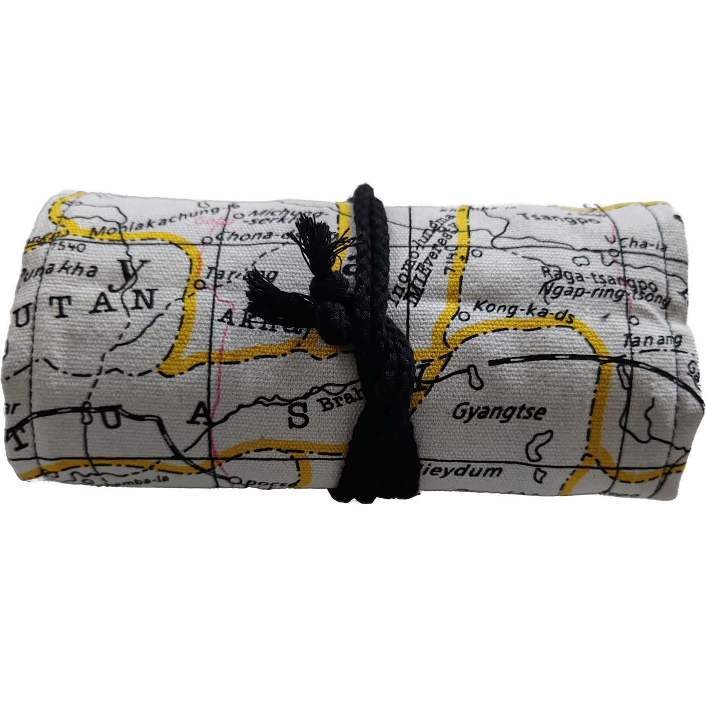 Federmäppchen | Weltkarten-Design | Canvas | 48 Stiftplätze | Einrollbar