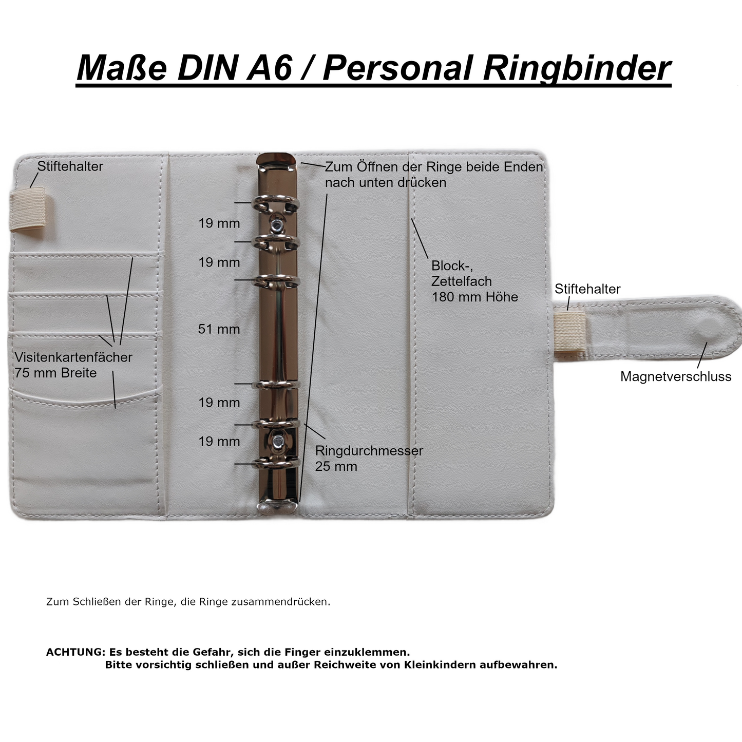 Personal Size / DIN A6 Ringbuch | Ringbinder Flieder | 6-Ring-Mechanik