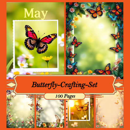 Butterfly-Crafting-Set | Digital Download | 100 Bilder | Scrapbook | A4