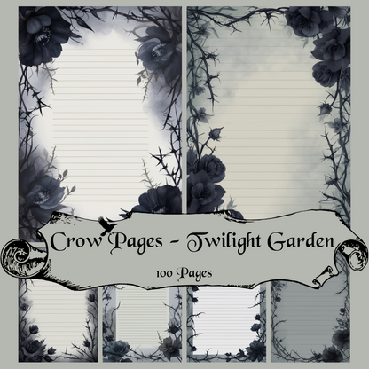 Twilight Garden Notizseiten | Digital Download | 100 Seiten | Liniert | A4
