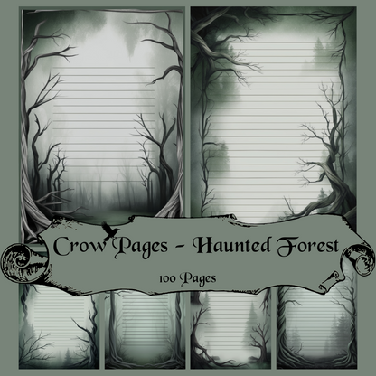 Haunted Forest Notizseiten | Digital Download | 100 Seiten | Liniert | A4