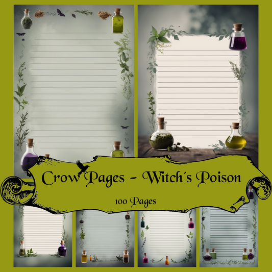 Witch’s Poison Notizseiten | Digital Download | 100 Seiten | Liniert | A4