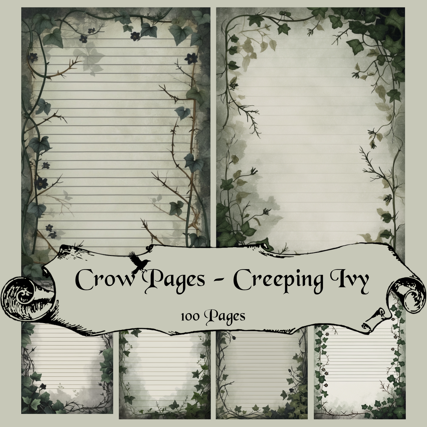 Creeping Ivy Notizseiten | Digital Download | 100 Seiten | Liniert | A4