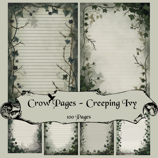 Creeping Ivy Notizseiten | Digital Download | 100 Seiten | Liniert | A4
