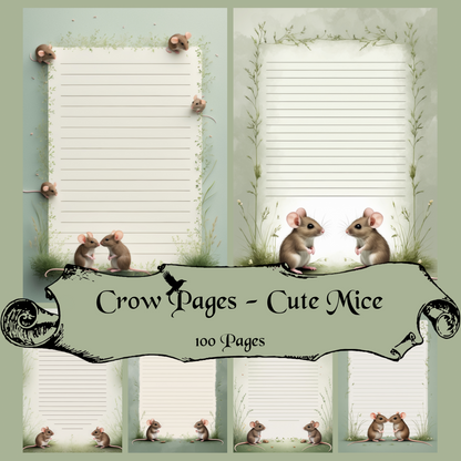 Cute Mice Notizseiten | Digital Download | 100 Seiten | Liniert | A4
