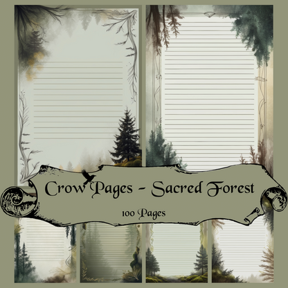 Sacred Forest Notizseiten | Digital Download | 100 Seiten | Liniert | A4
