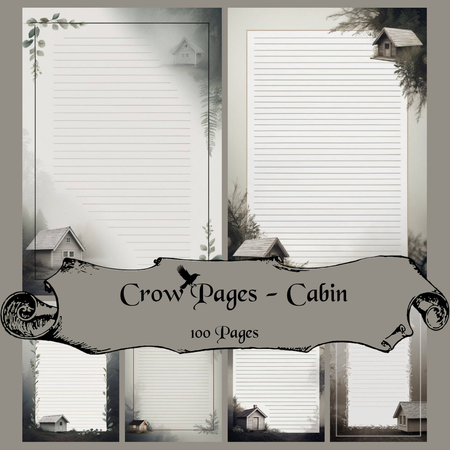 Cabin Notizseiten | Digital Download | 100 Seiten | Liniert | A4