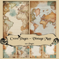 Vintage Map Notizseiten | Digital Download | 100 Seiten | Liniert | A4