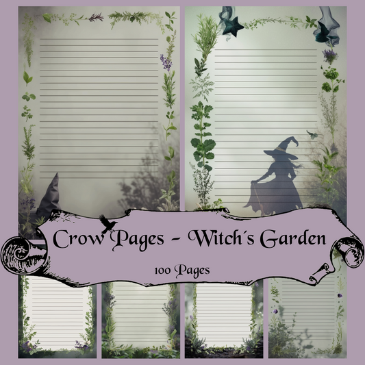 Witch’s Garden Notizseiten | Digital Download | 100 Seiten | Liniert | A4