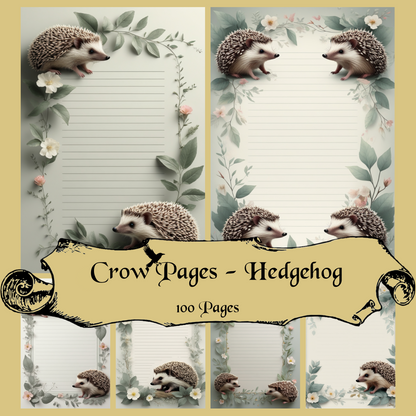 Hedgehog Notizseiten | Digital Download | 100 Seiten | Liniert | A4