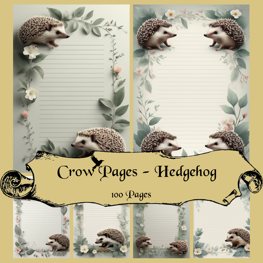 Hedgehog Notizseiten | Digital Download | 100 Seiten | Liniert | A4