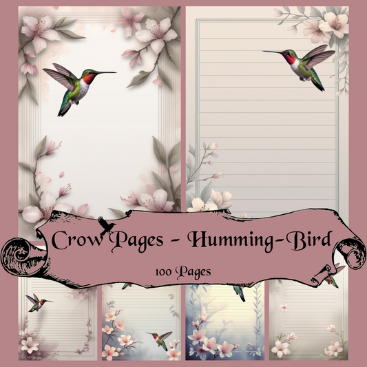 Humming Bird Notizseiten | Digital Download | 100 Seiten | Liniert | A4