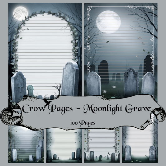 Moonlight Grave Notizseiten | Digital Download | 100 Seiten | Liniert | A4