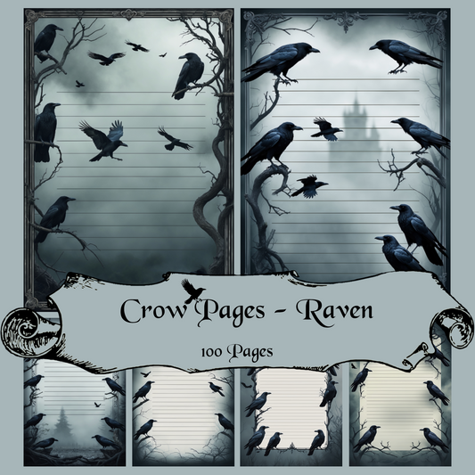 Raven Notizseiten | Digital Download | 100 Seiten | Liniert | A4