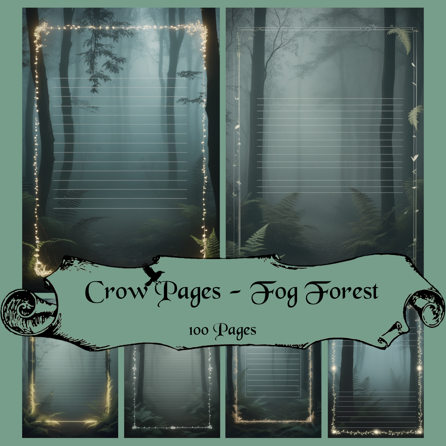 Fog Forest Notizseiten | Digital Download | 100 Seiten | Liniert | A4