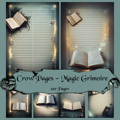Magic Grimoire Notizseiten | Digital Download | 100 Seiten | Liniert | A4
