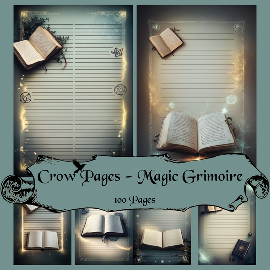 Magic Grimoire Notizseiten | Digital Download | 100 Seiten | Liniert | A4