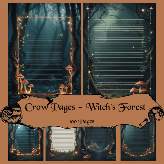 Witch’s Forest Notizseiten | Digital Download | 100 Seiten | Liniert | A4