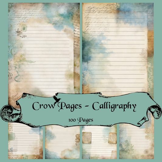 Calligraphy Notizseiten | Digital Download | 100 Seiten | Liniert | A4