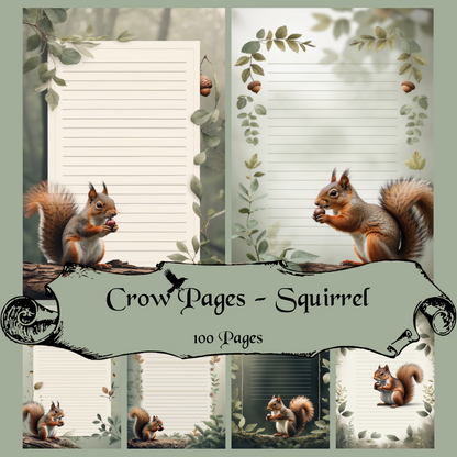 Squirrel Notizseiten | Digital Download | 100 Seiten | Liniert | A4