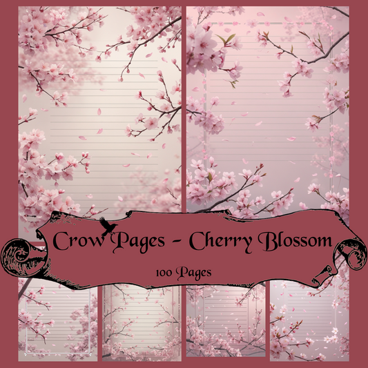 Cherry Blossom Notizseiten | Digital Download | 100 Seiten | Liniert | A4