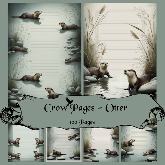 Otter Notizseiten | Digital Download | 100 Seiten | Liniert | A4