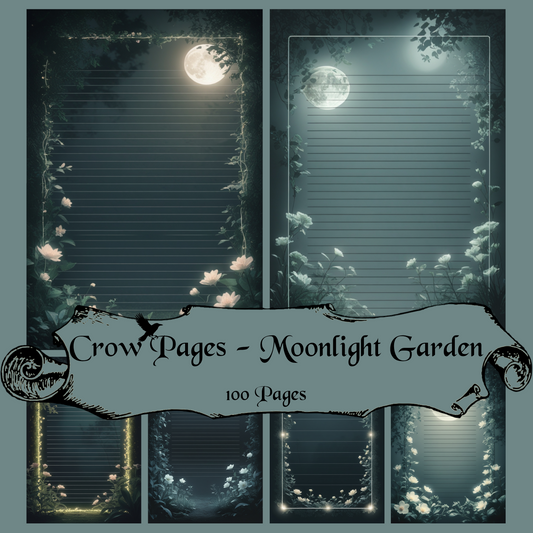 Moonlight Garden Notizseiten | Digital Download | 100 Seiten | Liniert | A4
