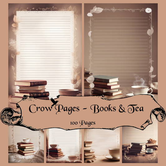 Books & Tea Notizseiten | Digital Download | 100 Seiten | Liniert | A4